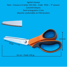 105 - Ciseaux ZIG ZAG K - triangle 5 mm – Y016 – 9" 