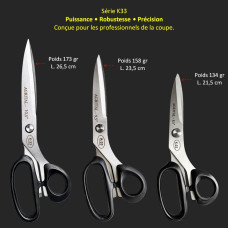 102a - Ciseaux de tailleur K - Code K33 - 10.5"/9.5"/8.5"