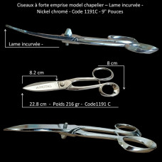 90-Ciseaux tapis lames incurvées-1191C -22,8 (9") 