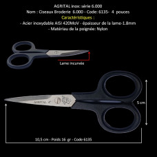 81-Ciseaux Broderie 6000 - 6135 - 10,5cm  4" 