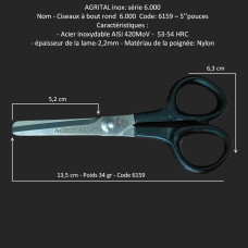 66 - Ciseaux à bout rond  6.000 - 6159 – 5’’- 13,5 cm