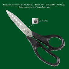 114 - ciseaux multi usage inox  lame dentee  6170PZ -