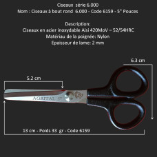 74-Ciseaux à bout rond 6159 - 4"/5"  10/12,5 cm