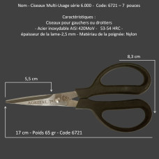 75-Ciseaux Multi-Usage série- 6721 – 7"/19 cm