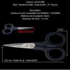 76-Ciseaux courbes à broder - 6135C - 10,5 cm (4")